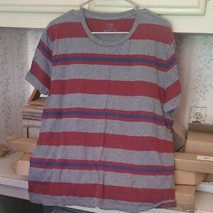 Gray and Red Striped T-Shirt